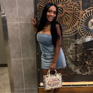 EB Denim Blue Strapless Dress